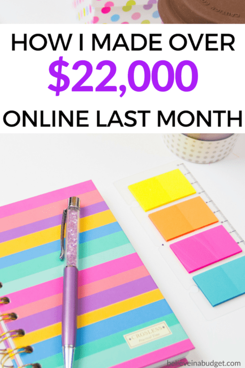 Learn how I made over $22,000 online last month. This amount comes from blogging, products, courses, affiliate income and more! I'm sharing all my tips in my latest online income report. 