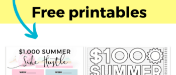 Earn extra income this summer with the free summer side hustle challenge. Learn how to make $1,000 selling things you already own at your own. The goal is to make $1,000 by end of summer. Grab these FREE printables to track your progress!